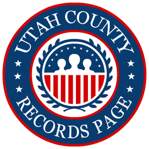 A round red, white, and blue logo with the words Utah County Records Page for the state of Utah.